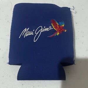 Maui Jim Blue Can Cooler with Vibrant Parrot